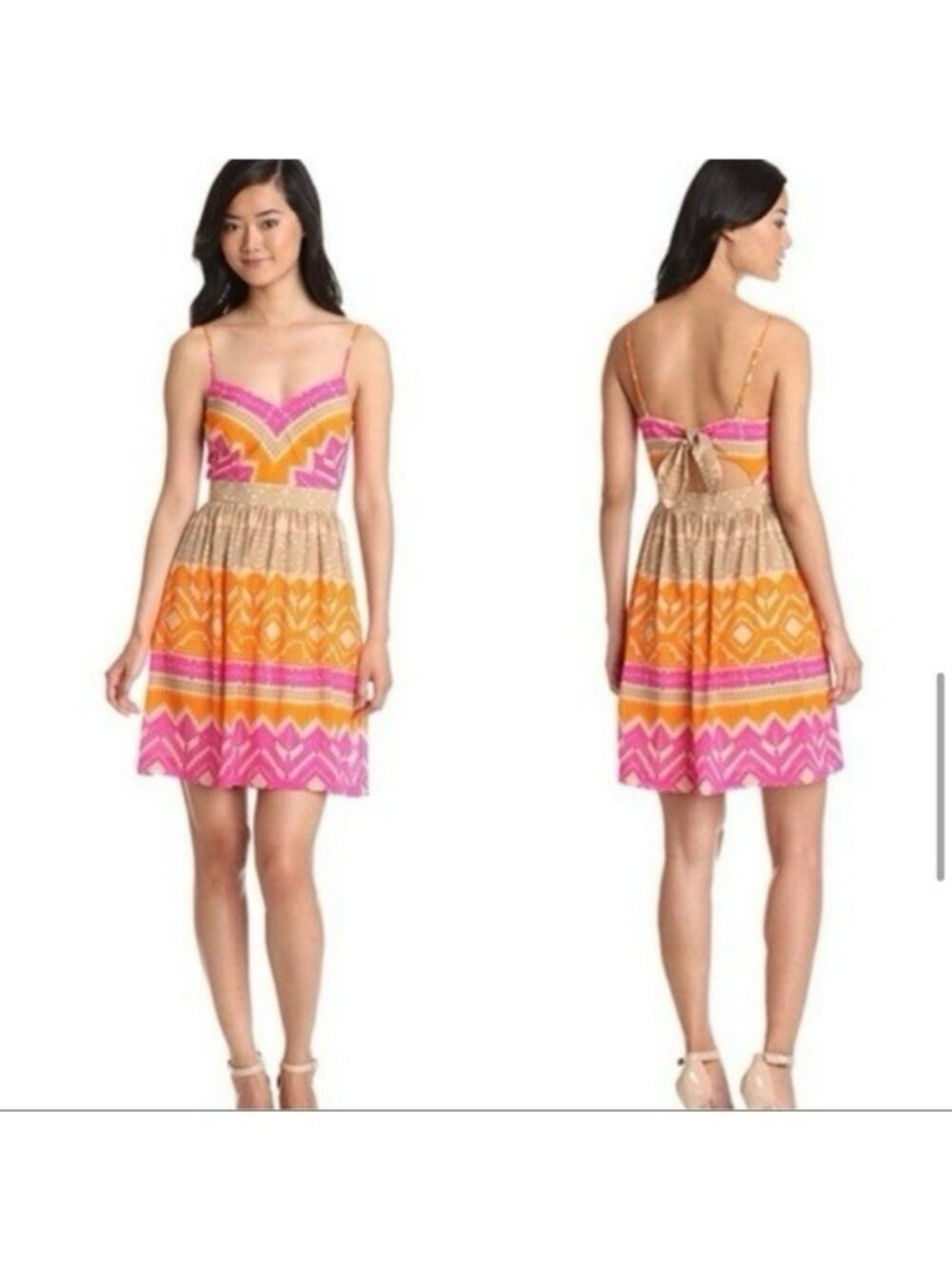 Trina Turk V Neck Geometric Print Dress Sleeveless Summer Party Colorful 6